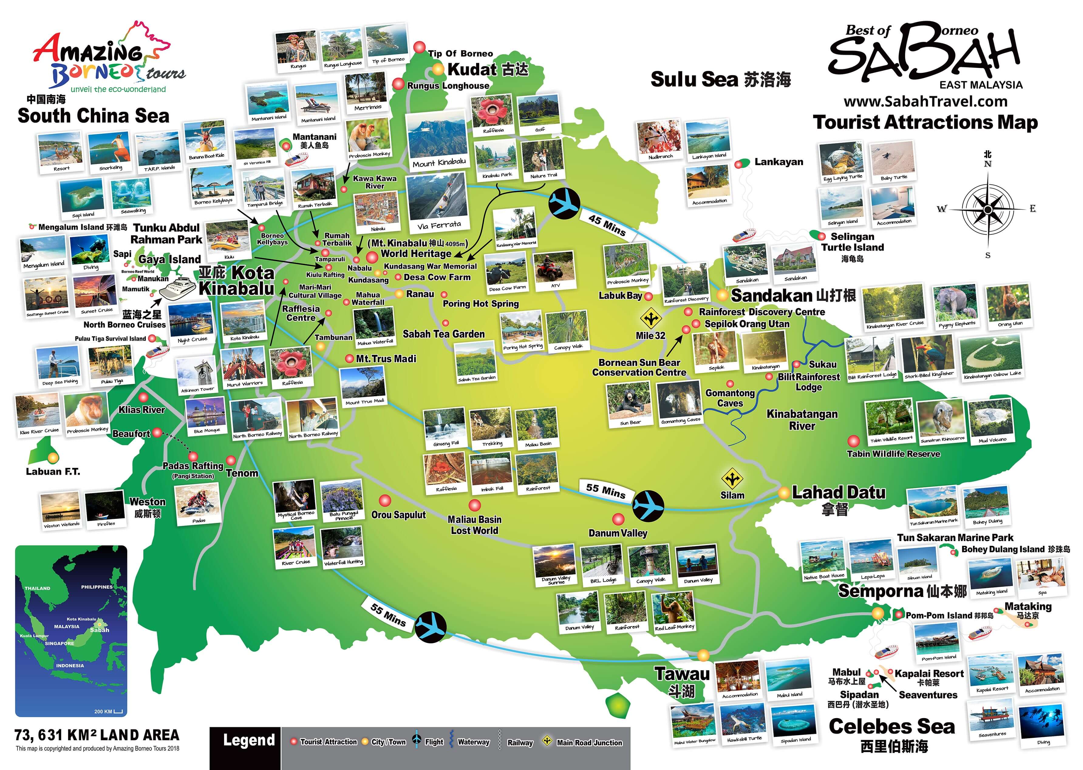 sabah malaysia map tourist