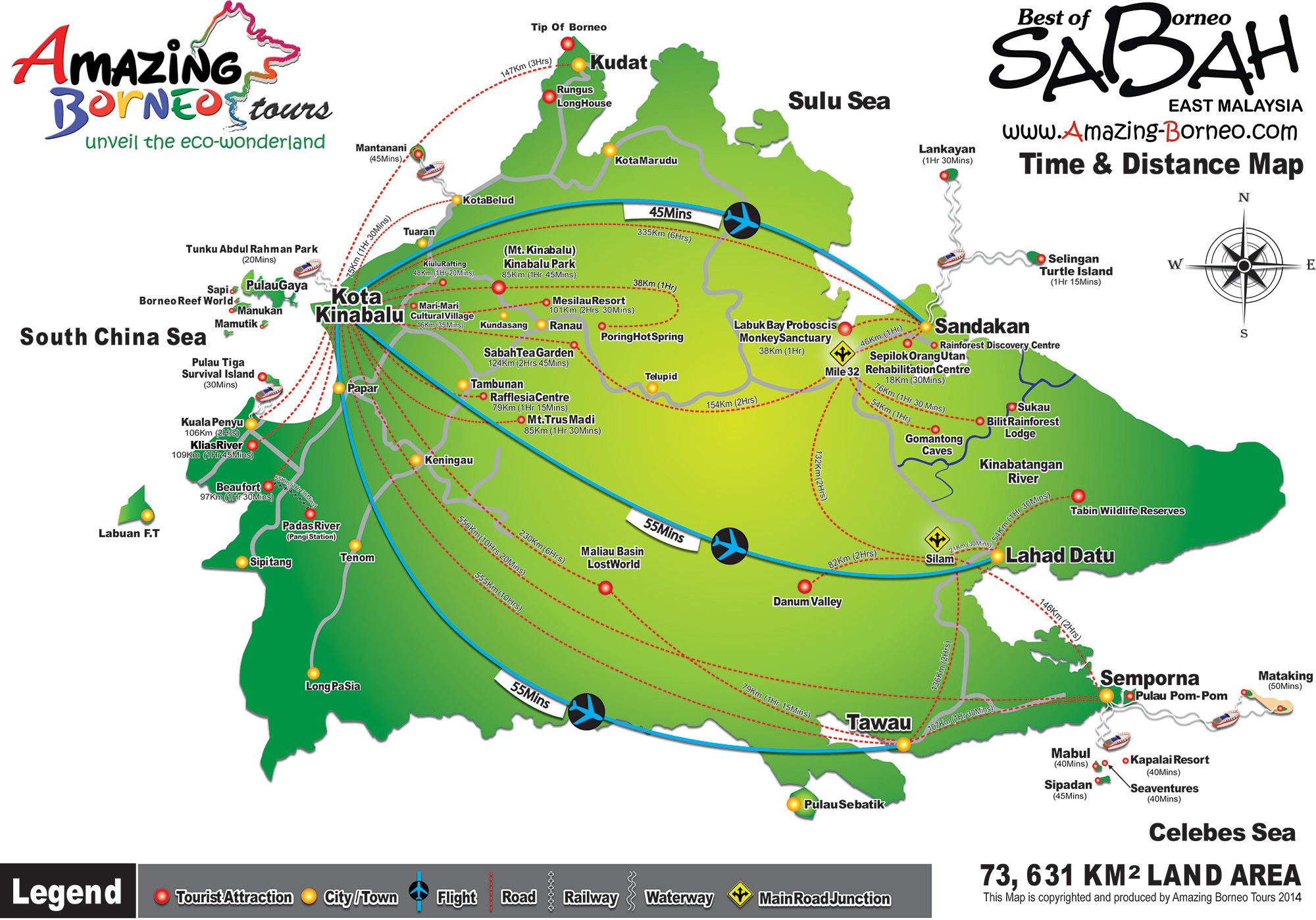 sabah tourist map